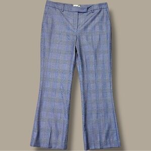 NWT QL2 Quelledue ‘Nellie’ Flared Ankle Length Trousers in Blue & White Plaid 10